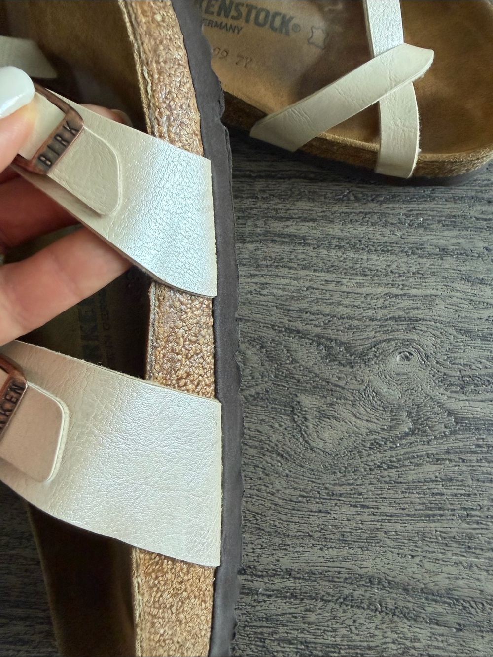 Birkenstock Beige Double-Buckle Cork Footbed Sandals - Picture 7 of 9